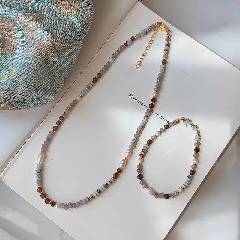 New Natural Stone Pearl Bracelet Women's Luxury Elegant Handmade Beadeds Chain Necklace New Fashion Luxury Jewelry