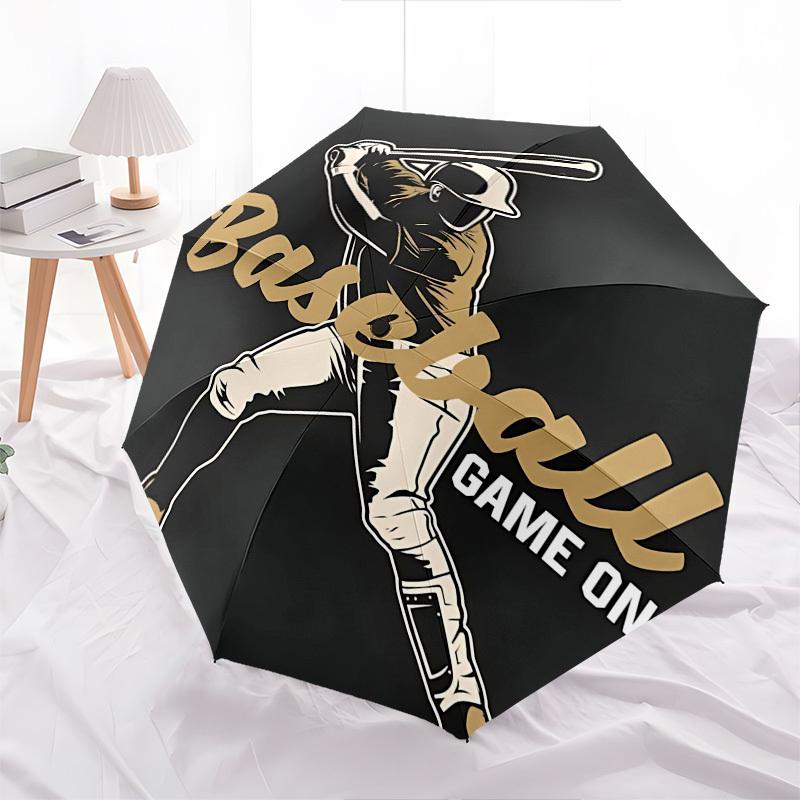 Baseball, Game On Themed Automatic Opening and Closing Umbrella, Brightly Colored 8 rib Portable Umbrella, Suitable for Men and Women, A Per