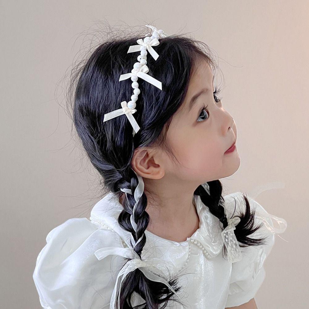 Korean Pearl Bow Hairbands Cute Children Headband New Princess Hair Hoop  Hair Accessories