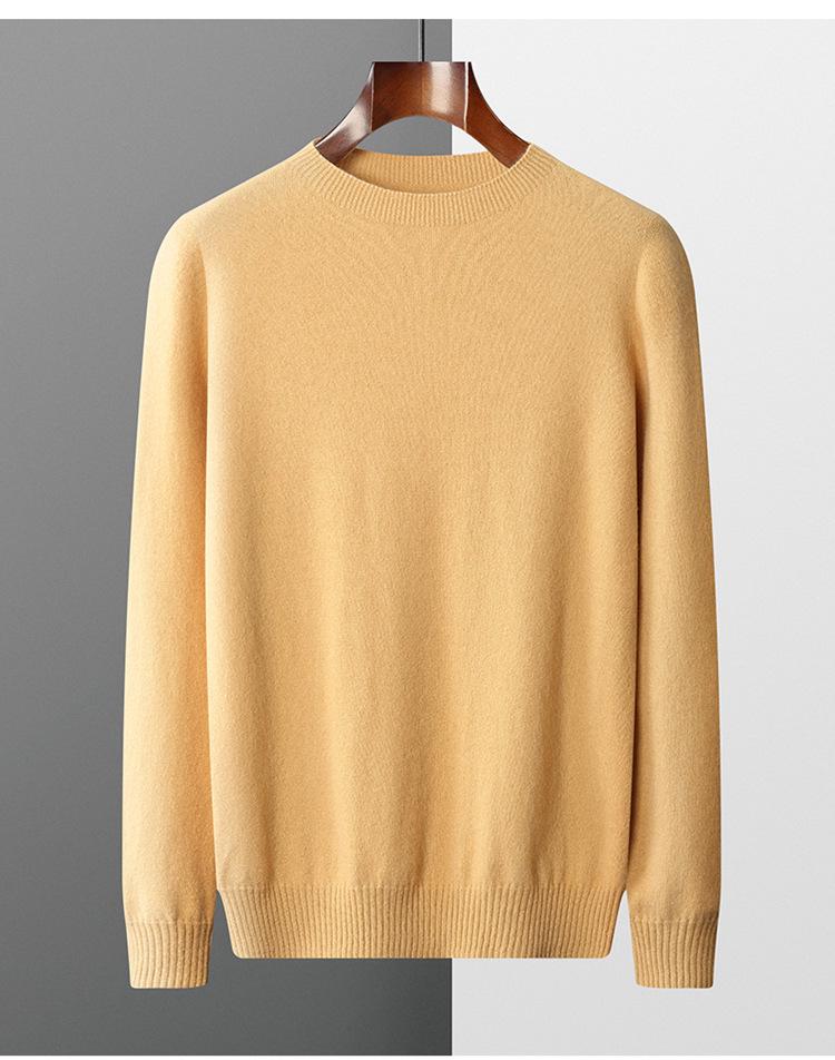Men's Round Neck Cashmere Sweater - Business Casual, Loose Fit, Autumn Winter Knitwear