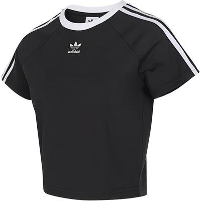 Originals Besticktes Logo Colorblock Gestreiftes Komfort Rundhals T-Shirt Damen Oberteile Schwarz JC8703