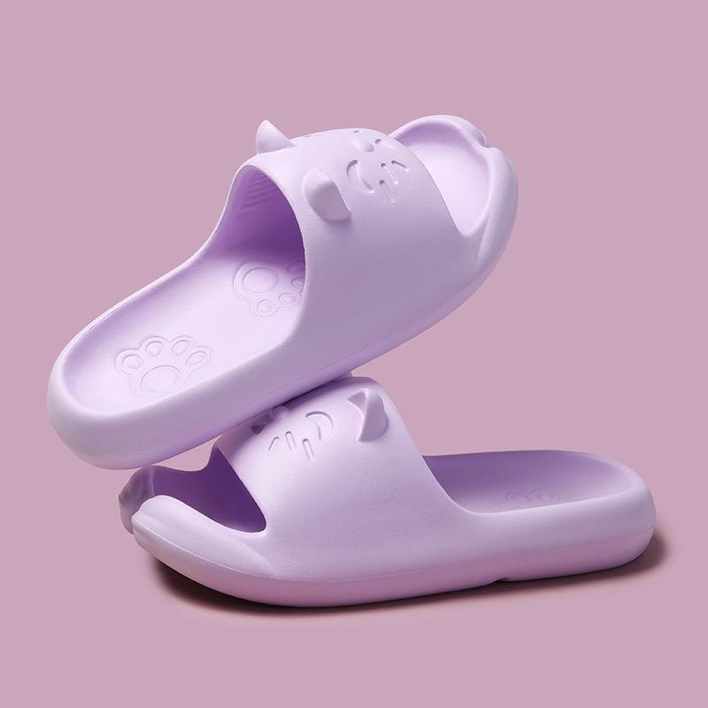 

Летние тапочки с котиком на удачу, новые домашние, нескользящая мягкая подошва, прохладные тапочки, женские, для пары, на толстой подошве, тапочки-хлебцы, мужской тренд 40/41 фиолетовый