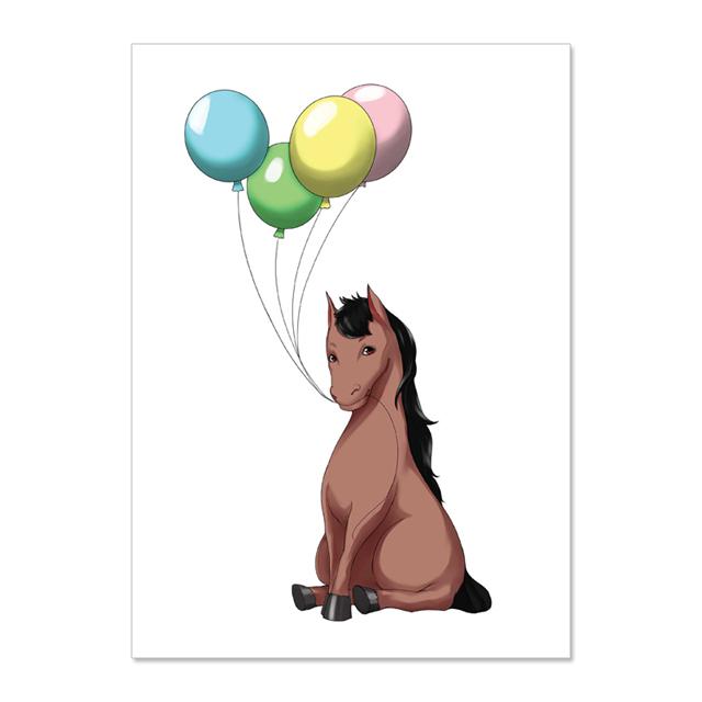 Roztomilé Zvíře Štěně Opice Kůň Balón Dětský Pokoj Nástěnné Umění Plátno Malba Plakáty a Tisky Nástěnné Obrázky Dětský Pokoj Dekor Bez Rámu