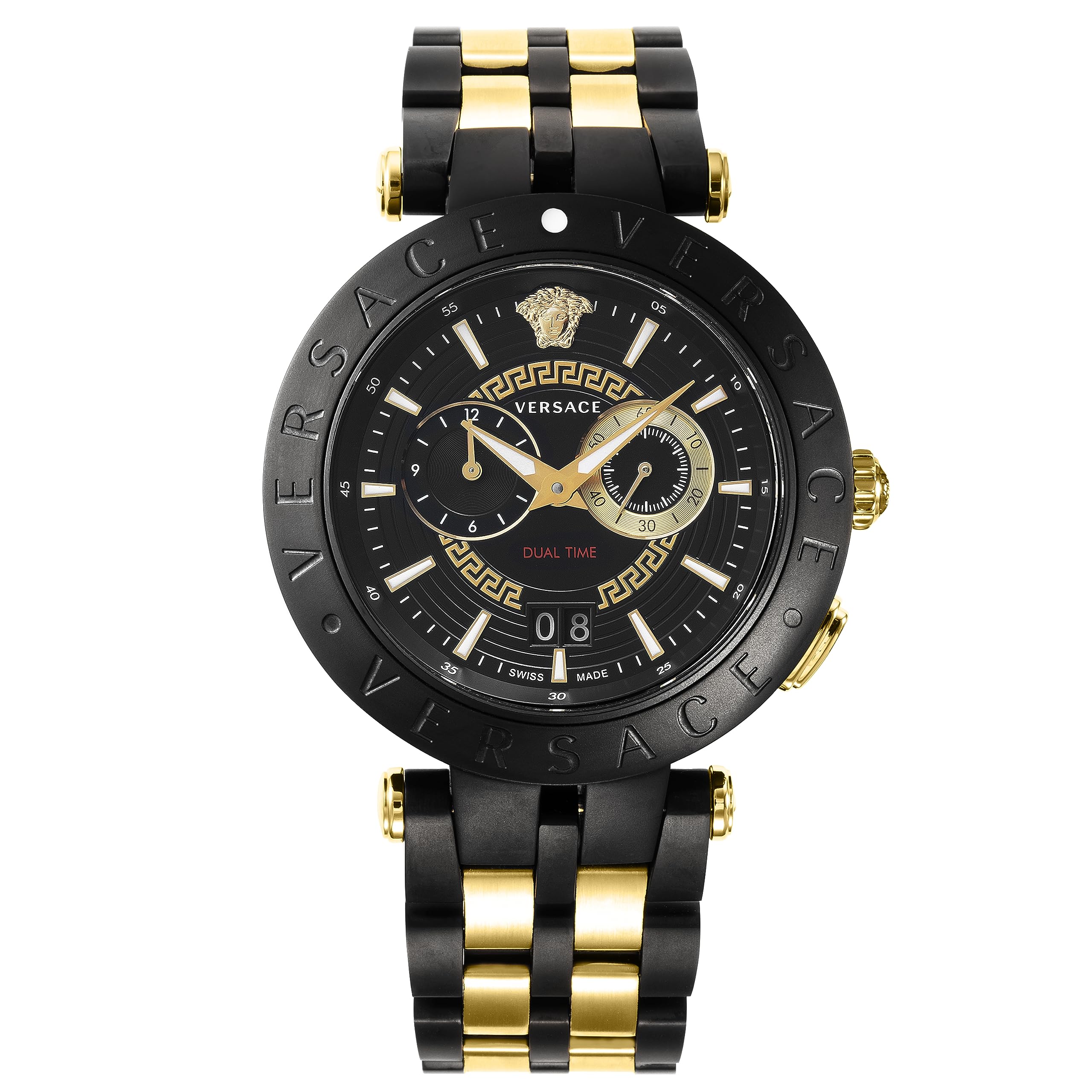 

Watch DUALTIME Black Dial Stainless Steel Sapphire Glass Quartz 46MM Swiss Watch VEBV00619 Gold [Versace] V-RACE Men s [Item]