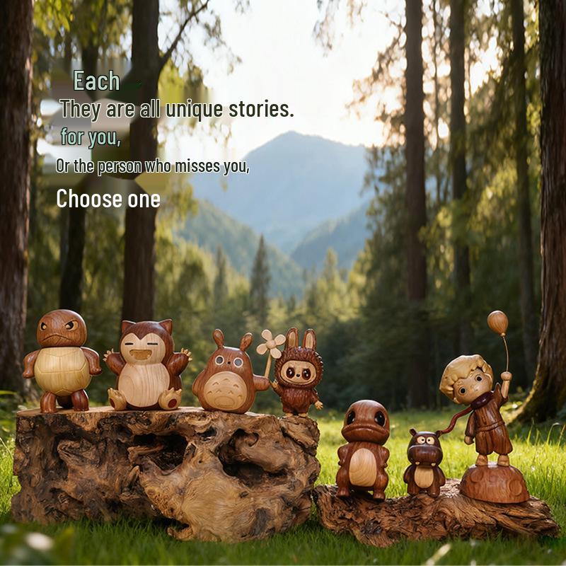 Creative Wooden Crafts: Little Prince Hippo Wood Ornament with Solid Wood Base