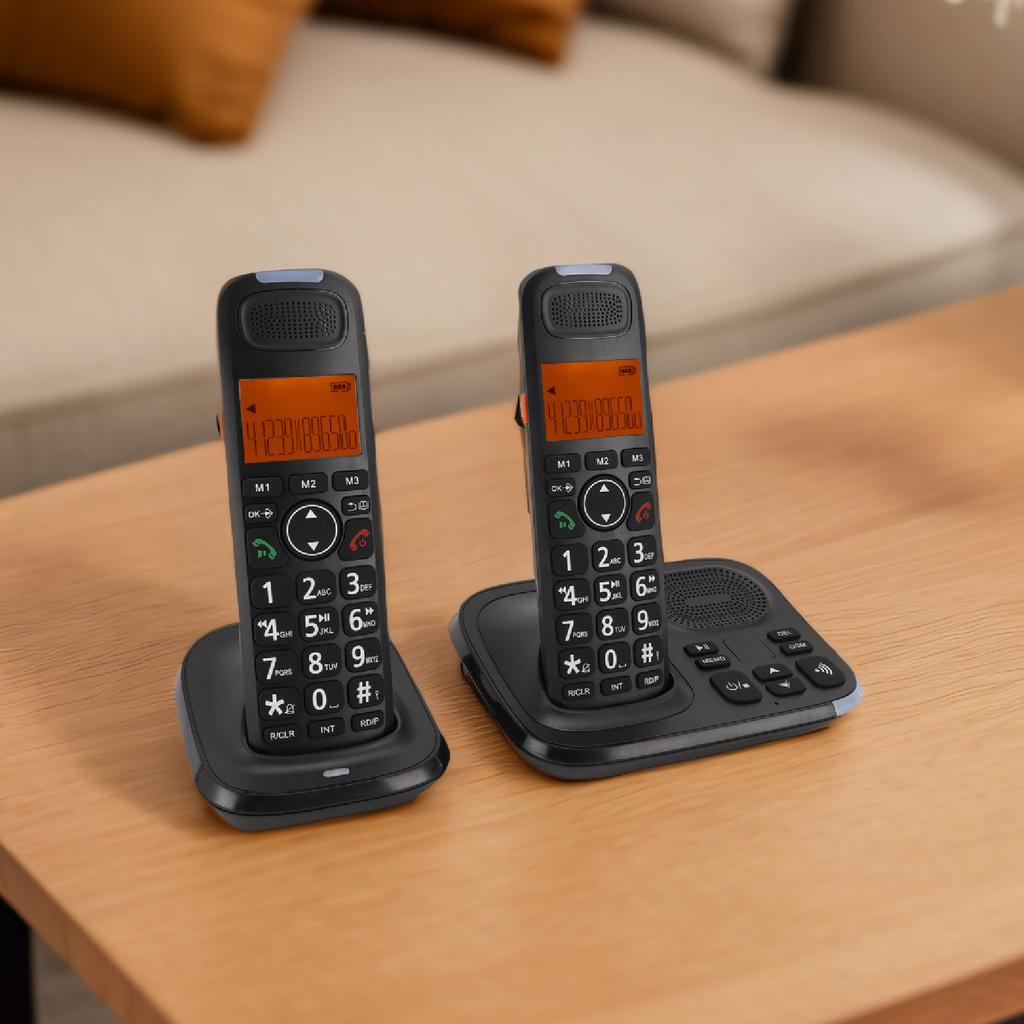 Expandable Cordless Phone with Answering System Backlit Display Alarm Clock Caller ID Big Keys Wirel