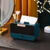 Tissue Box Cover Storage Organizer with Drawer Divider, Pen Glasses Makeup Organizer, Phone Stand