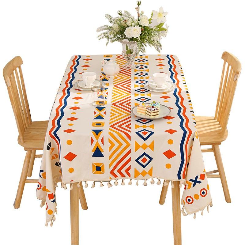 Geometric Cotton Linen Texture Tablecloth Suitable for Living Room, Coffee Table, Dining Table Fabric