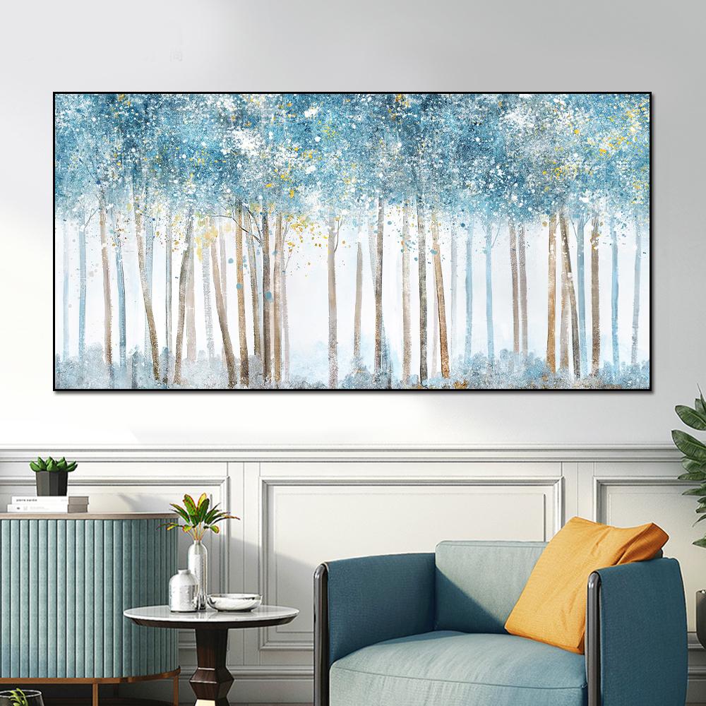 Postere și imprimeuri cu copaci abstracti, artă de perete, pictură pe pânză, poze cu pădure de mesteacăn alb, pentru sufragerie, decorarea casei, fără cadru