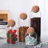 Clear Glass Storage Jar with Cork Lid Atorage Bottle Sealed Tank Tea Can Cereal Coffee Creative Decoration Airtight Canister Set