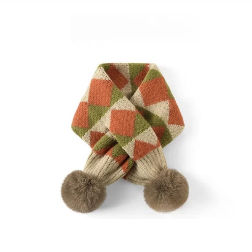 

Детский вязаный шарф в корейском стиле, повседневный зимний воротник, клетчатый шарф для мальчиков и девочек, подарки Style 2