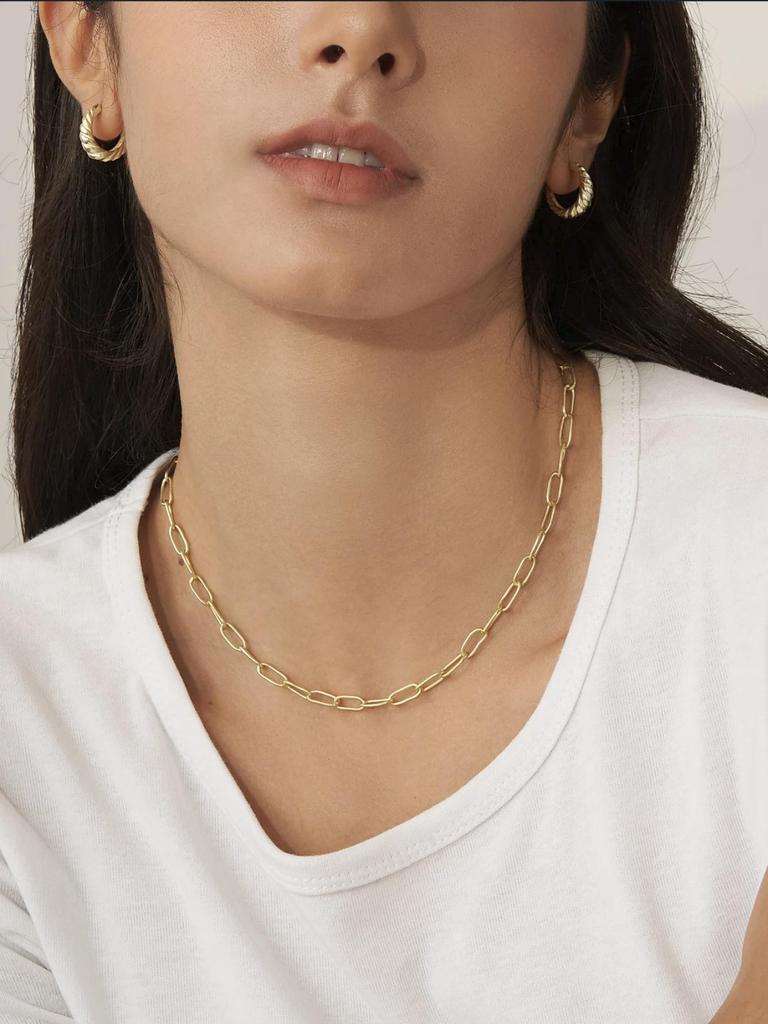 Classic Minimalist Paperclip Necklace with OT Clasp – Versatile European & American Fashion Jewelry Choker