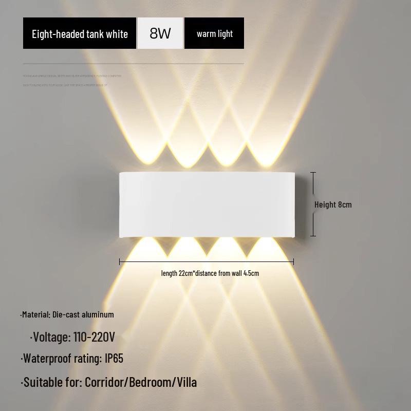 Waterproof LED Outdoor Wall Lamp, Single Head Up/Down Spotlight for Courtyard, Bedroom, Corridor, Hallway