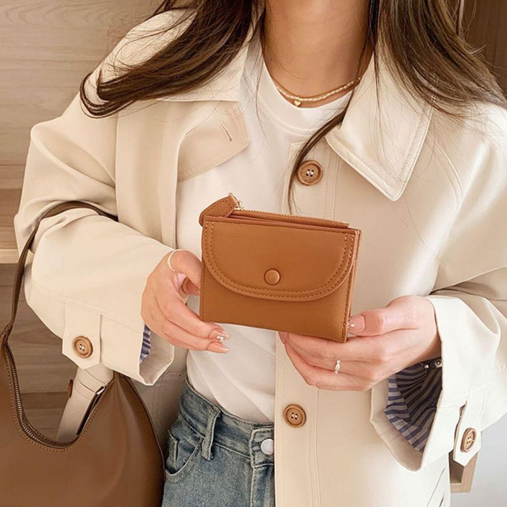Purse Solid Color Card Holder Korean Style Card Bag Fashion Design Short Wallet  Outdoor