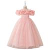 Girls' One-Shoulder Beaded Puff Skirt Evening Dress for Weddings