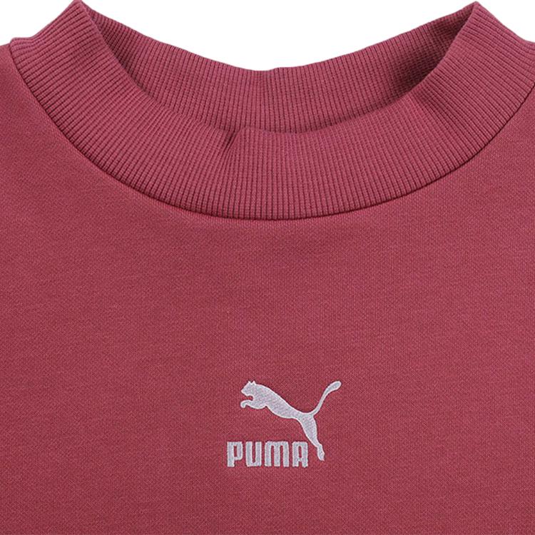 Puma Solid Color Brand Embroidered Logo Print Round Neck Long Sleeve Sweatshirt Women sweatshirt Pink 534370-25