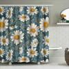 White Daisy Shower Curtain Waterproof Home Decor Bathroom Wall Hanging Floral Print Fabric Water Repellent Curtains For Bathroom