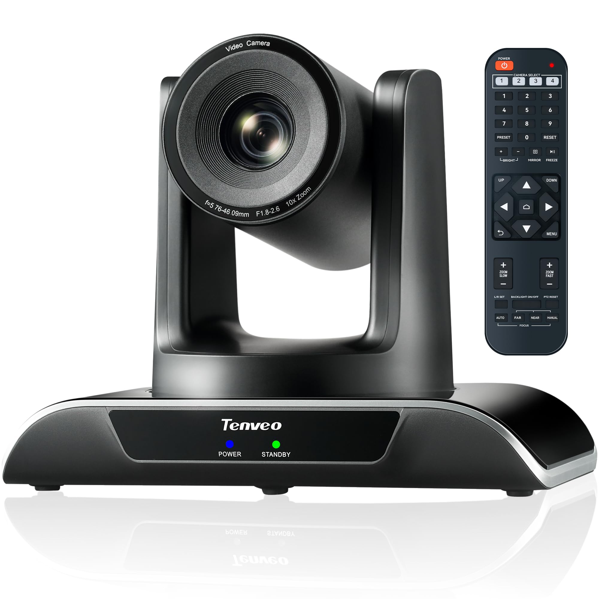 

Tenveo PTZ Camera Web Conference Video Webcam 10x Optical Zoom 1080P 60FPS Wide Angle PTZ Web Camera Output Small Group Meeting Live Streaming