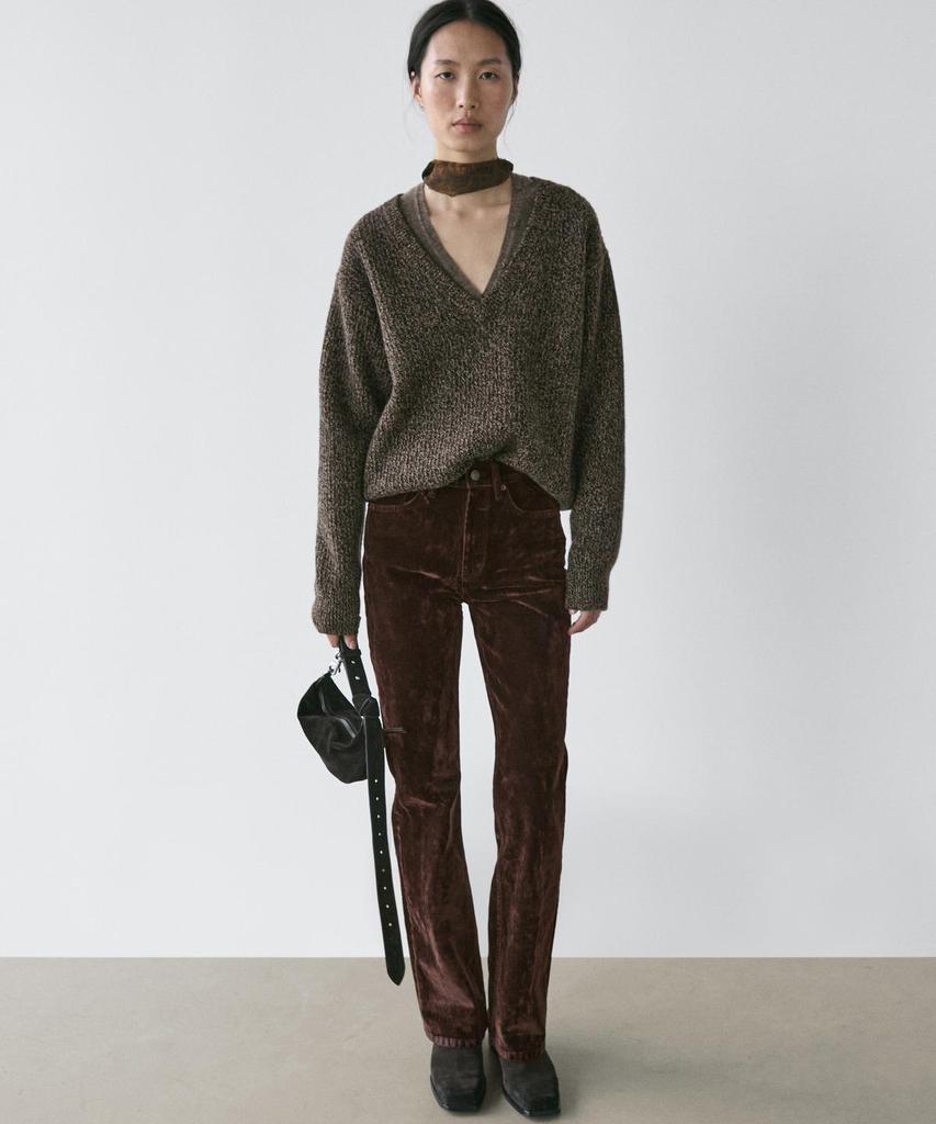 Masimodutti High-Waisted Flock Bootcut Jeans