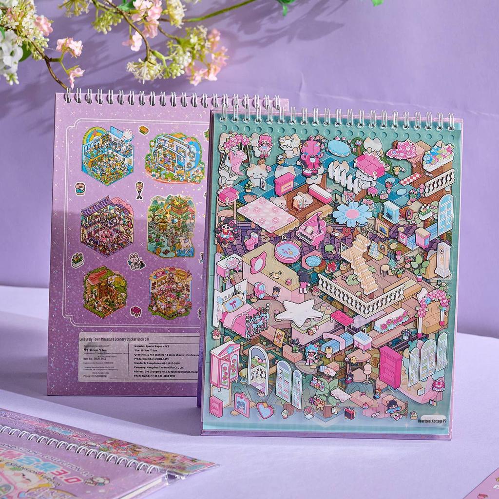 Serene Town 3D Mini Landscaping Sticker Book for Kids