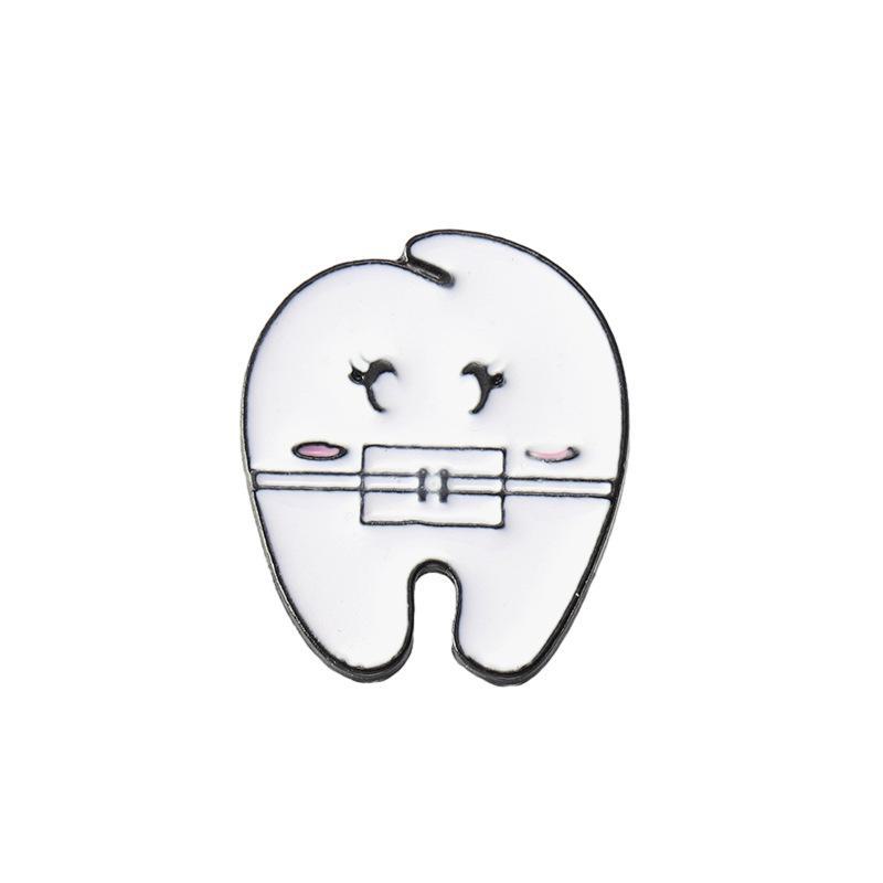 Cartoon Love Toothbrush Pin - Tooth-Shaped Alloy Brooch