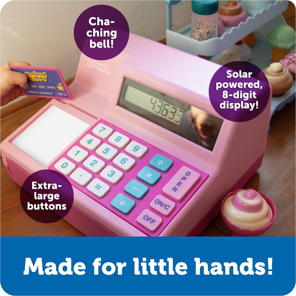 Learning Resources Toy Cash with US Authentic Register, Pink, Dollars, LER2629P,