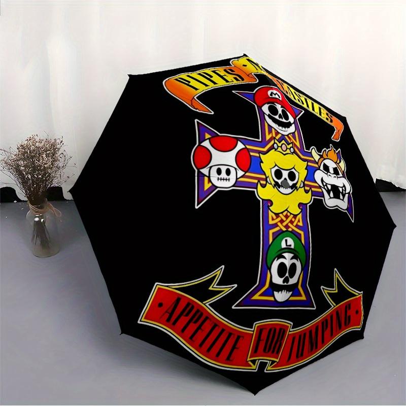 Mario Pipes Castles Automatic Open/Close Umbrella   Compact Travel Umbrella, 8 Rib Heavy Duty Construction, Ideal Gift, 134