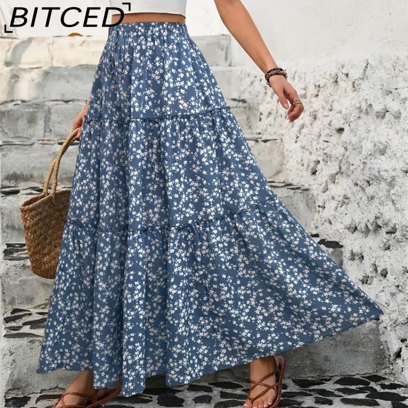 BITCED Women's Fashion Casual Floral Print Summer Spring Skirt