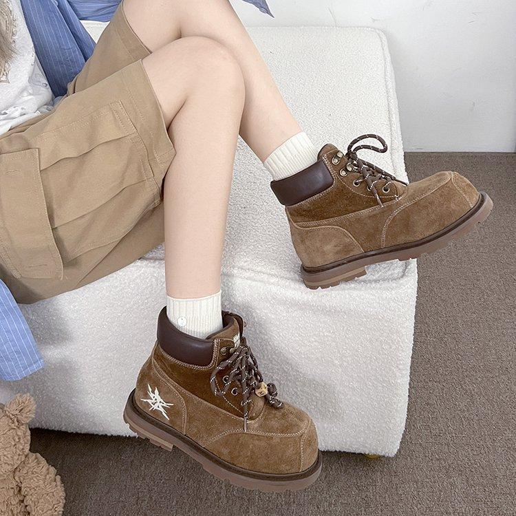 

Uncle Wen Morino Puzzle~ Boots 2025 New Platform Martin Boots Women s British Style Leather Rhubarb Boots Women s 35