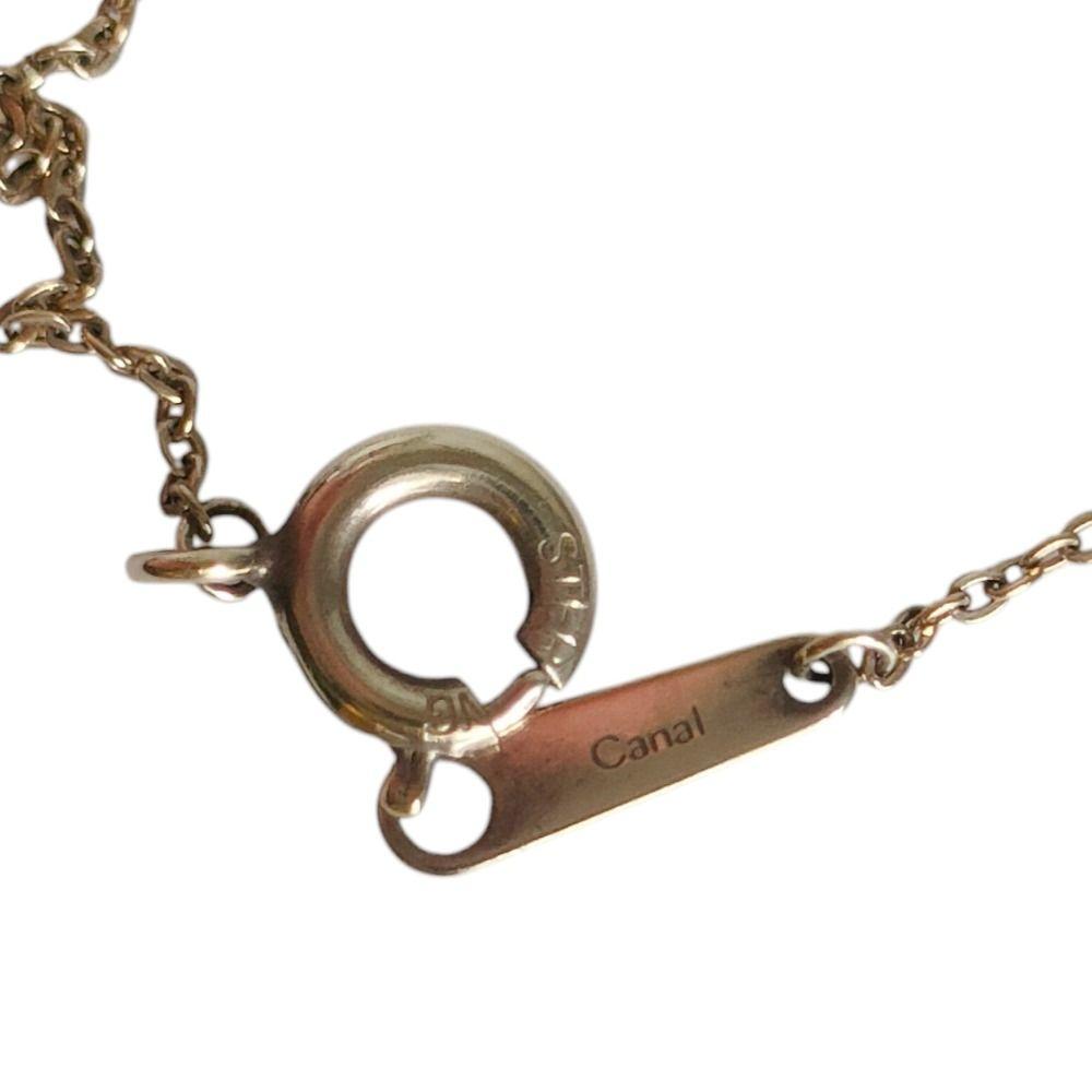 Used Good Item Canal4 Canal Yondo Sea Silver Bar Design Chain Necklace Accessory 151824121007 Gold Color Ladies Old Clothing Used USED