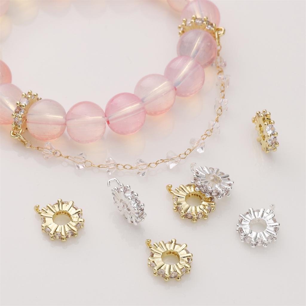 [10,5x13mm] Ruota Distanziatrice in Zircone Distanziatori a Gancio Perline Placcate Oro Perline Placcate Argento Accessori per Braccialetti Collane Fai da Te 1pz