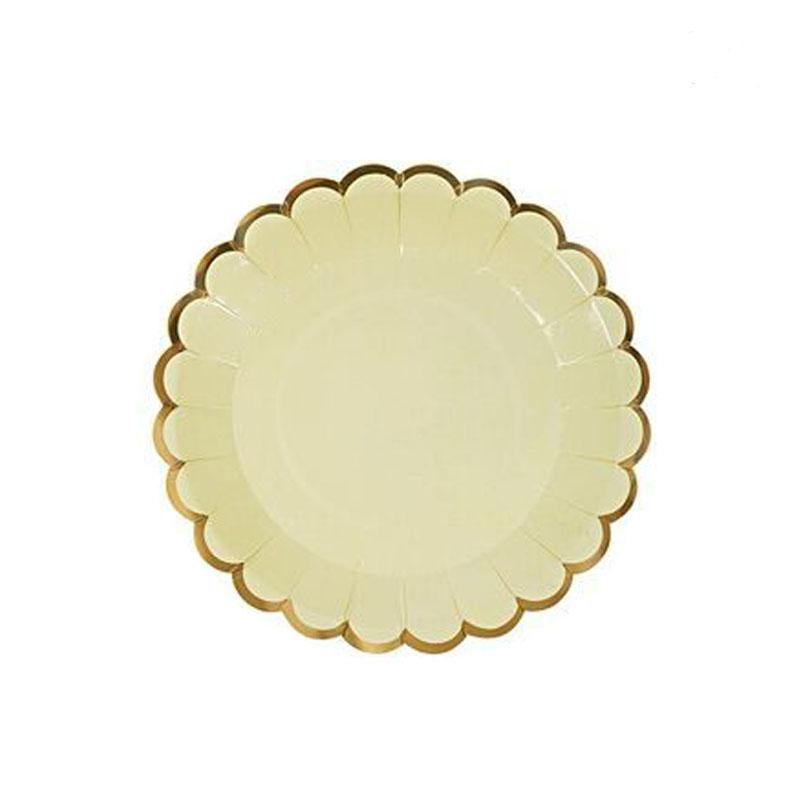 Disposable Paper Plate Lace Cups Hot Stamping Lace Dessert Paper Plates Tableware Wedding Happy Birthday Party Supplies