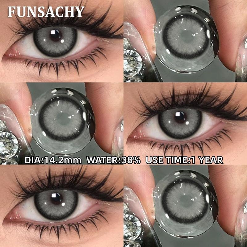FUNSACHY 1pair New Natural Contact Lenses Black Contacts Gray Lenses Color Brown Contact Lens Yearly Beautiful Pupils for Women