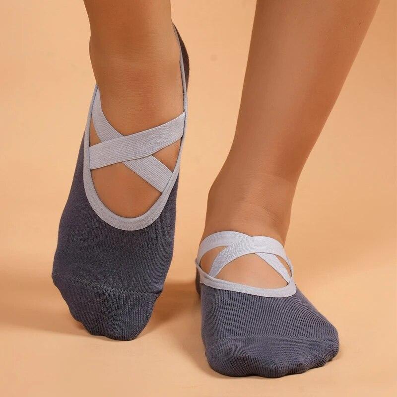 Damen Bandage Pilates Socken Silikon Anti-Rutsch Quick-Dry Yoga Socken Damen Ballett Tanz Baumwolle Sport Fitness Socken für das Fitnessstudio