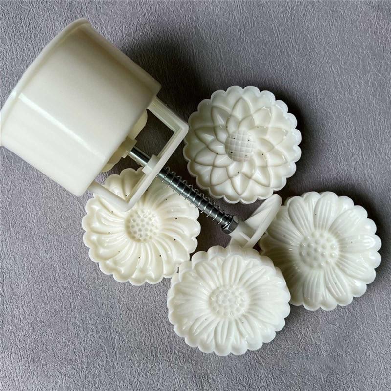 150g/200g Flower Shape Pastry Moulds Mooncake Mold Mooncake Mould Hand Pressure Tool Plastic Material Baking Accessories