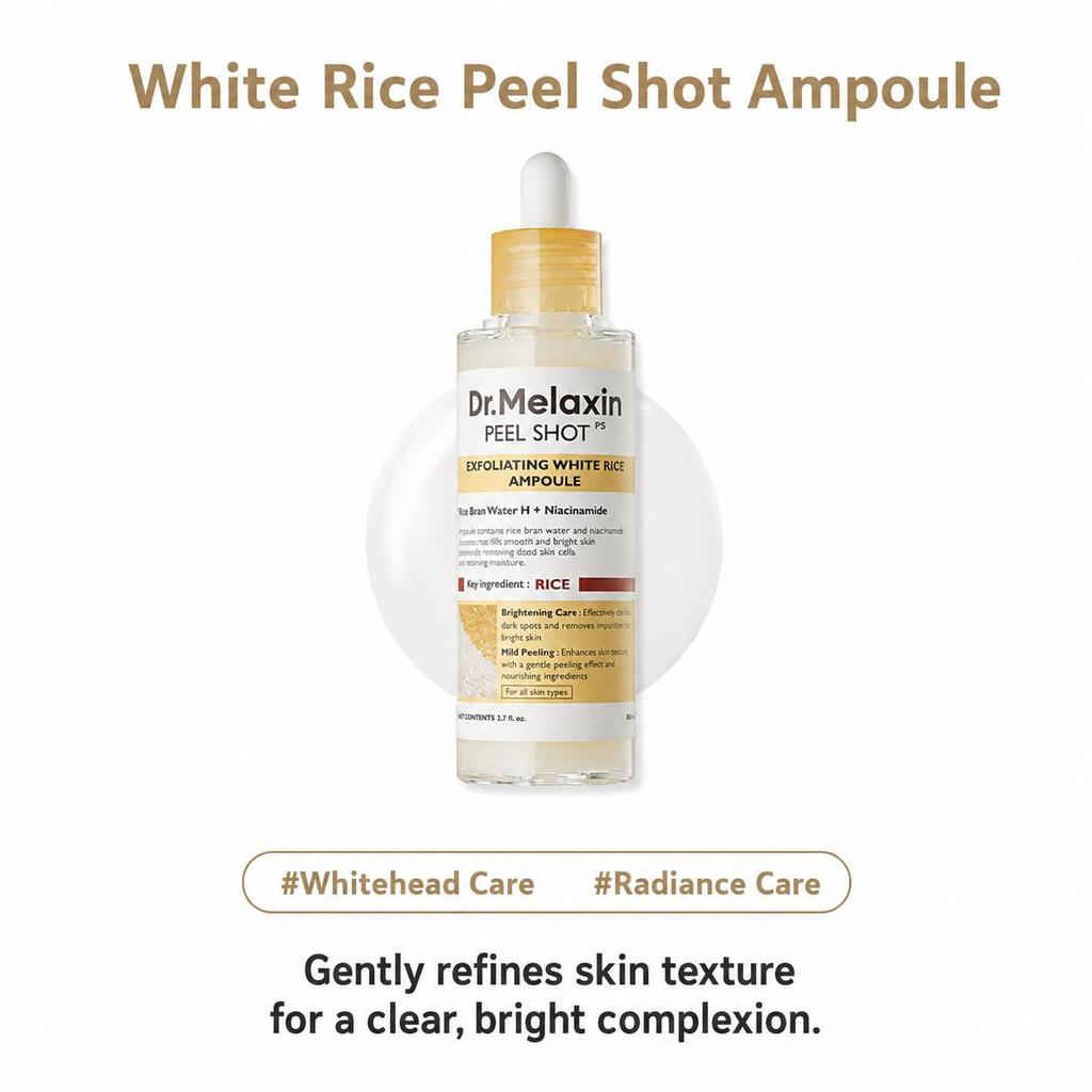 Dr. Melaxin Peel Shot Gommage White Rice Ampoule Smoothing and Moisturizing Facial Serum 80ml