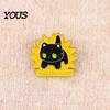 Anti-rust Brooch Pin Zinc Alloy Pin, Cartoon Black Cat Shape Lapel Baking Paint Wear-resistant Animal Badge with Stable Buckle Pins for Clothes