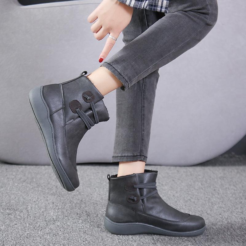Wish2025 British Style Tooling Martin Boots Women's Large Size High-top Short Boots Women's Boots Spot