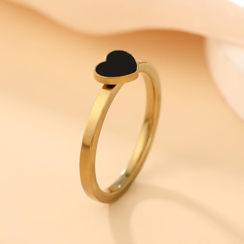Black Heart Ring Women Stainlesss Steel Gold Color Minimalist Trendy Rings Waterproof Zircon Wedding Gift Wholesale