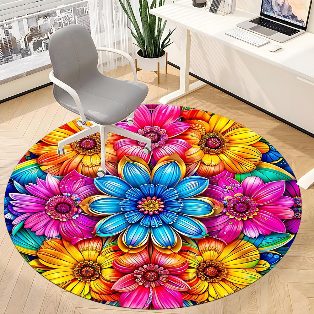 1pc Floral Mandala Pattern Chair Carpet for Office, , Non-slip Carpet, Very Suitable for Offices, farmhouses,Outdoor Carpet Yy251120027