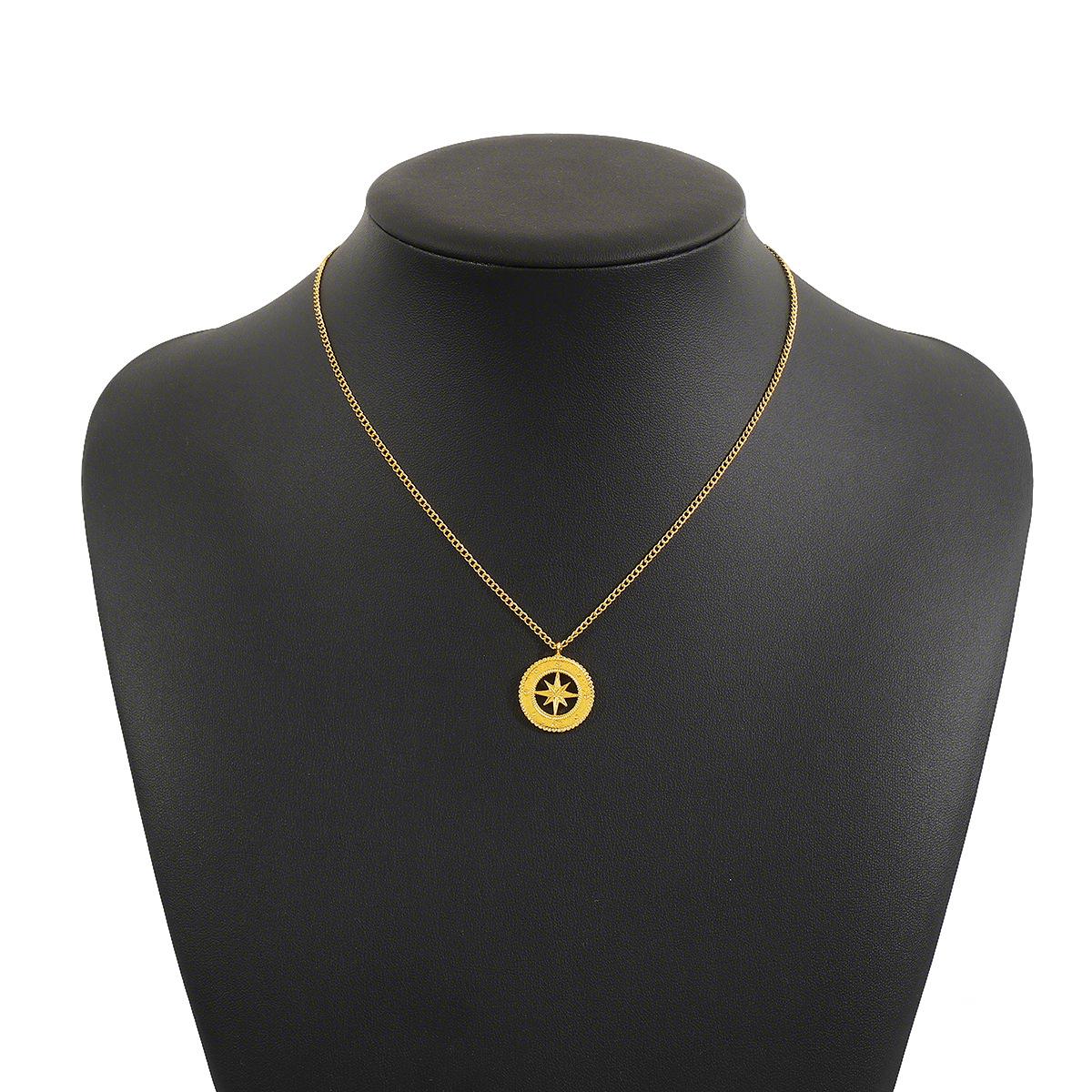 

European and American fashion personalized fringed moon star necklace, retro temperament diamond-set design clavicle chain