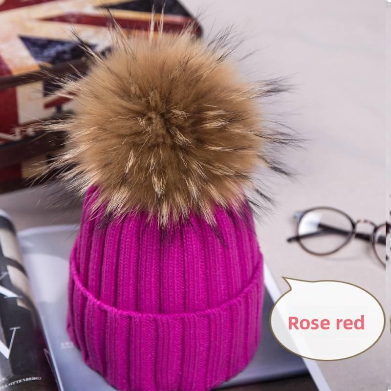 Adult Acrylic Knit Hat With Plush Ball Winter Warmth For Autumn And Winter