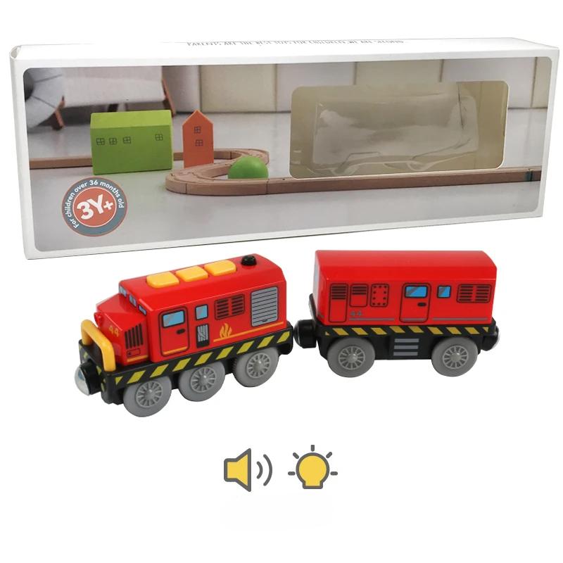 

Новый детский электропоезд на батарейках, подарочная коробка, литой магнитный локомотив, слот-игрушка для деревянного поезда, рельсовые игрушки, детский подарок