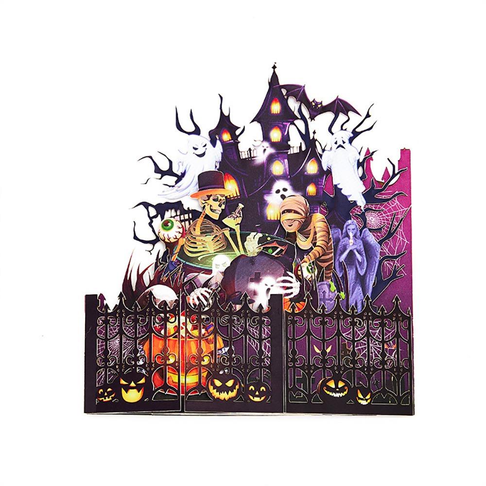 Cartoon Halloween Greeting Cards Ghost House Box Multicolor 3D Pop-Up Cards Paper Pumpkin Bat Spider Halloween Postcards