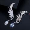 Zircons Luxury Full Cubic Zirconia Pave Popular Big Long Drop Feather Wing Ear Cuff Earrings For Women