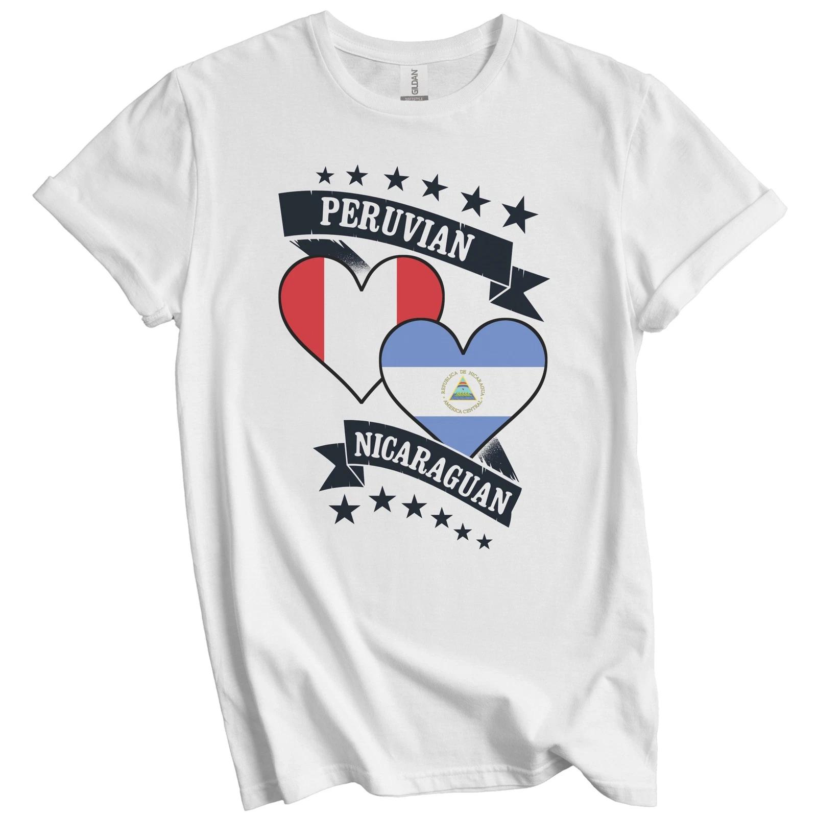 Peruvian Nicaraguan Heart Flags Peru Nicaragua T-Shirt XL