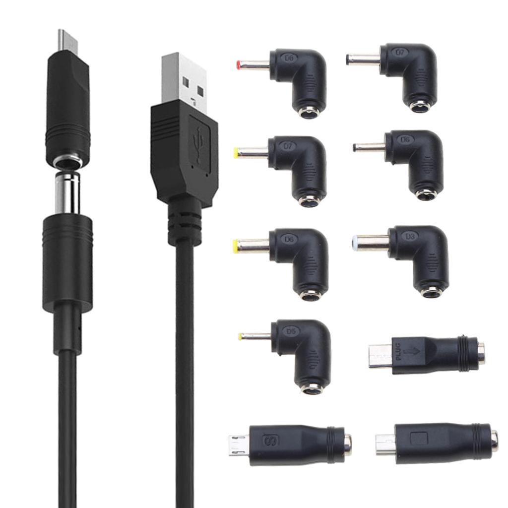 Universal 10 in 1 USB to DC5V Power Cable Kit with DC4017 5525 1735 TypeC Plugs 10 Adapter Power Charging Cord