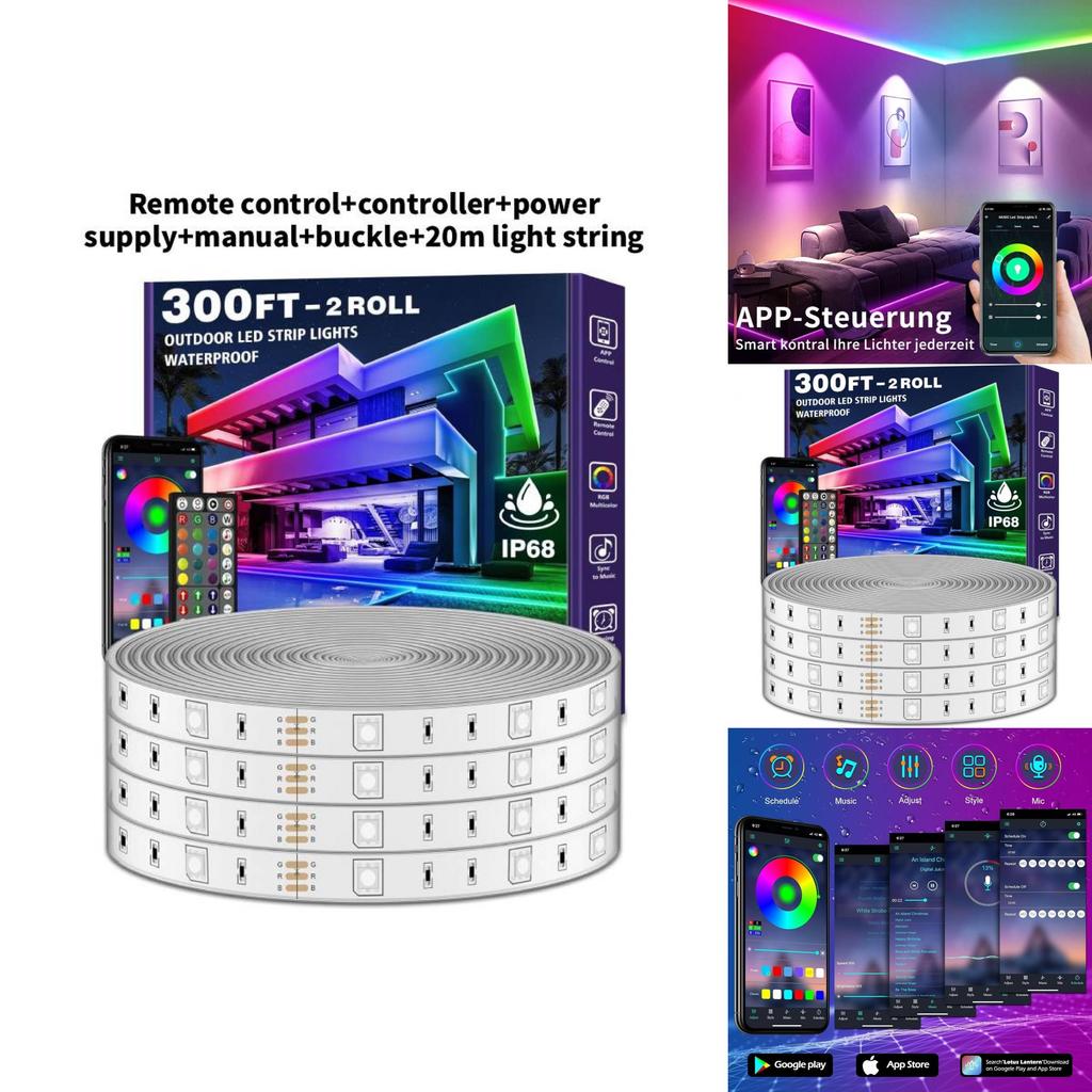 Waterproof Led Light Strip With Remote For Outdoor Home Decoration