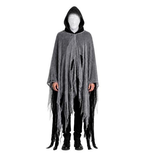 Costum Moartea, Pelerină Înfricoșătoare cu Glugă pentru Halloween, cu Acoperire pentru Cap pentru Adult, Accesoriu Cosplay Medieval, Renascentist