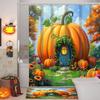 Harvest Thanksgiving Maples Pumpkin Pattern House Bathroom Shower Curtain With 12 Hooks Bathroom Decor And Accessories